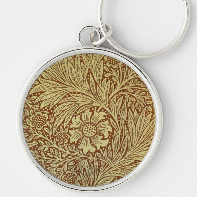 William Morris Marigold Antique Flower Pattern Keychain (Front)
