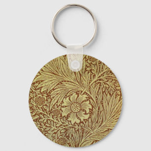 William Morris Marigold Antique Flower Pattern Keychain