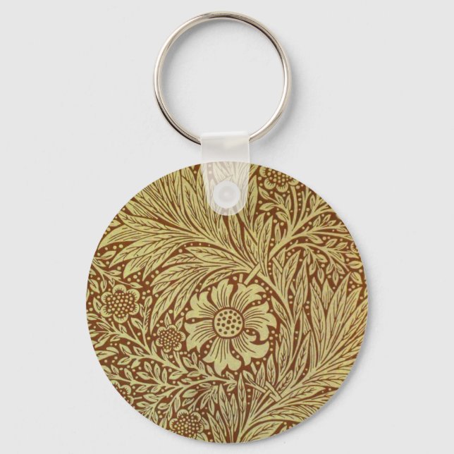 William Morris Marigold Antique Flower Pattern Keychain (Front)
