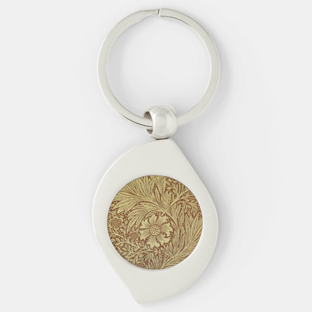 William Morris Marigold Antique Flower Pattern Keychain (Front)