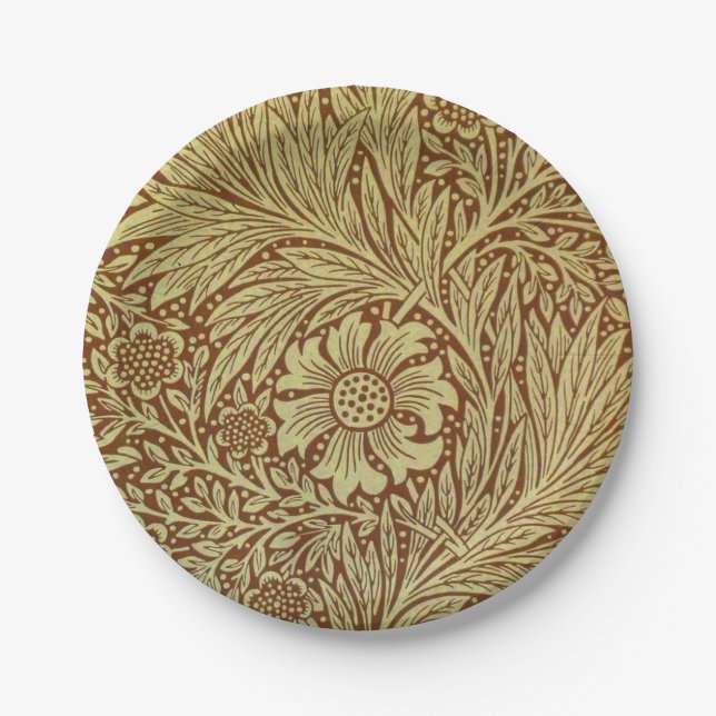 William Morris Marigold Antique Flower Pattern Paper Plate (Front)