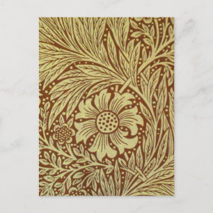William Morris Marigold Antique Flower Pattern Postcard