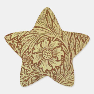 William Morris Marigold Antique Flower Pattern Star Sticker