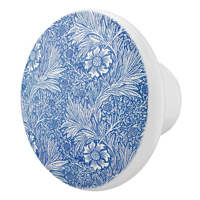 William Morris Marigold Blue  Ceramic Knob (Right)