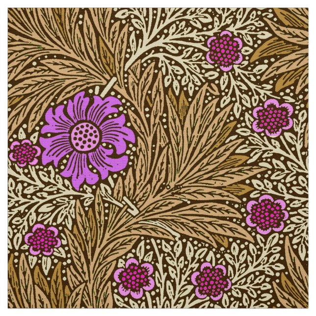 William Morris Marigold, Brown, Beige and Violet Fabric (Swatch)