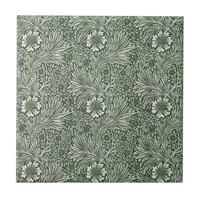 William * Morris Marigold Green and White Tile (Front)