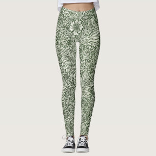 William Morris Marigold Green Floral Art Print Leggings