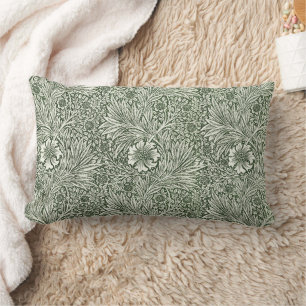 William Morris Marigold Green Floral Art Print Lumbar Pillow