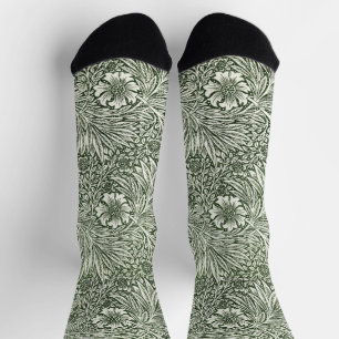 William Morris Marigold Green Floral Art Print Socks