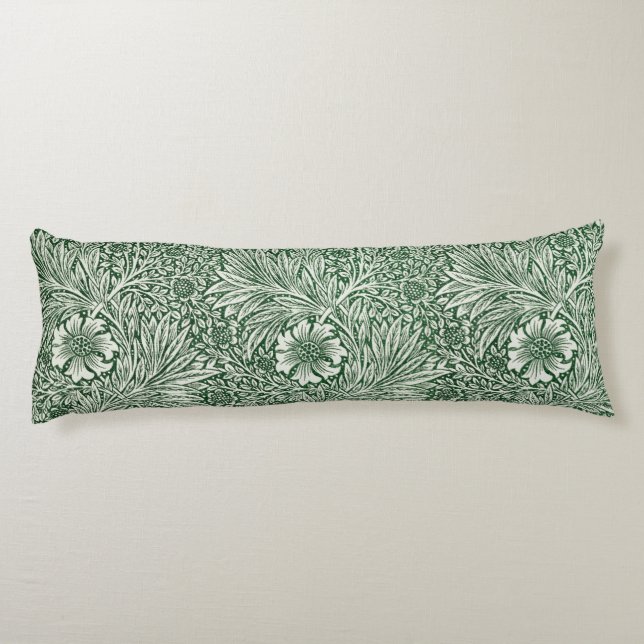 william morris marigold green floral flower body pillow (Back)
