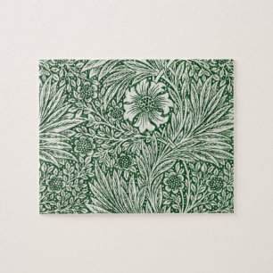 william morris marigold green floral flower jigsaw puzzle
