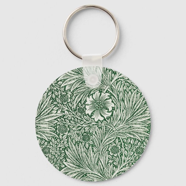 william morris marigold green floral flower keychain (Front)