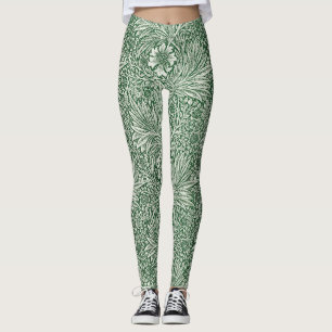 william morris marigold green floral flower leggings