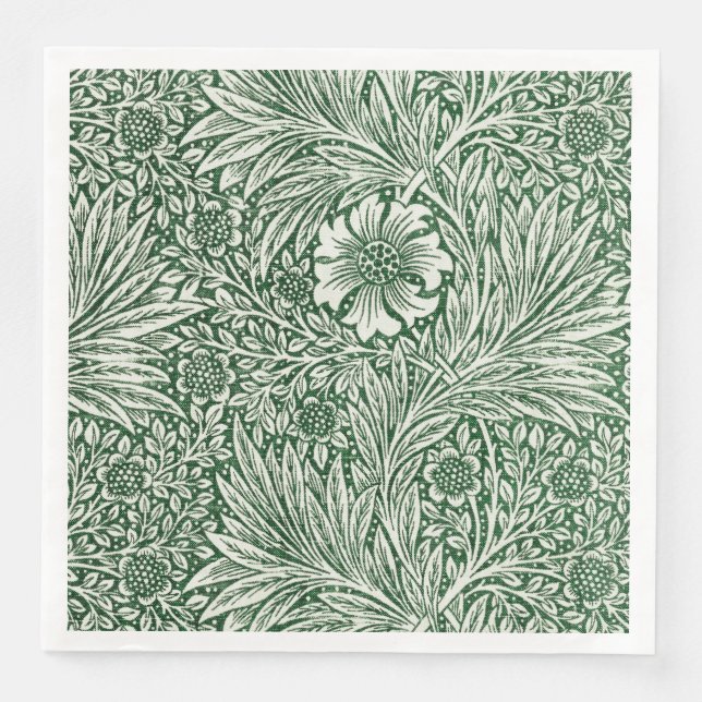 william morris marigold green floral flower napkin (Front)