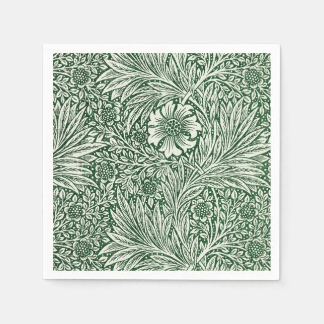 william morris marigold green floral flower napkin (Front)