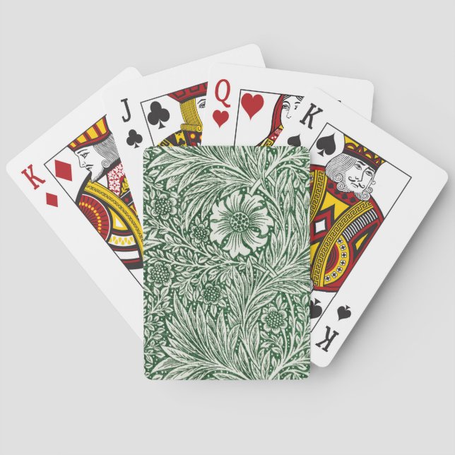 william morris marigold green floral flower playing cards (Back)