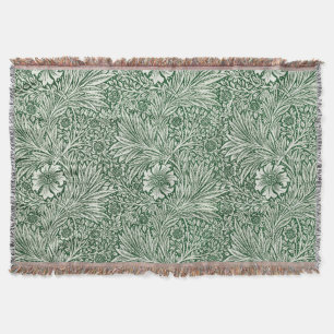 william morris marigold green floral flower throw blanket