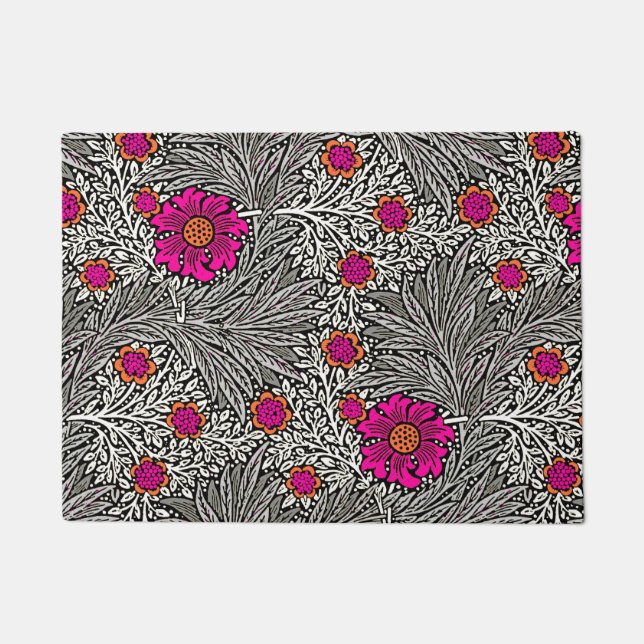 William Morris Marigold, Grey / Grey, and White Doormat (Front)