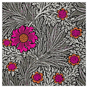 William Morris Marigold, Grey / Grey, and White Fabric