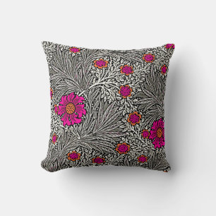 William Morris Marigold, Grey / Grey, and White Throw Pillow