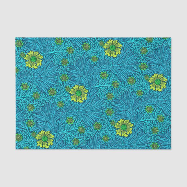 William Morris Marigold, Turquoise & Cobalt Blue Tissue Paper (Front)