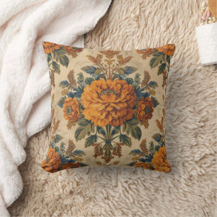 William Morris marigold Vintage floral Throw Pillow