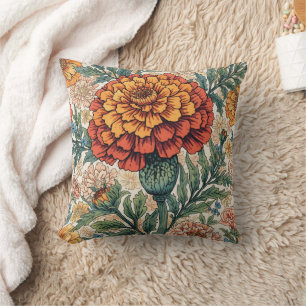 William Morris marigold Vintage floral Throw Pillow