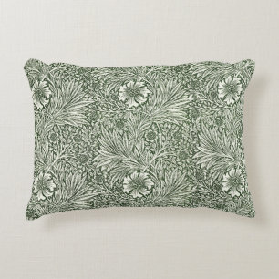 William Morris Marigold Vintage Green Floral Accent Pillow