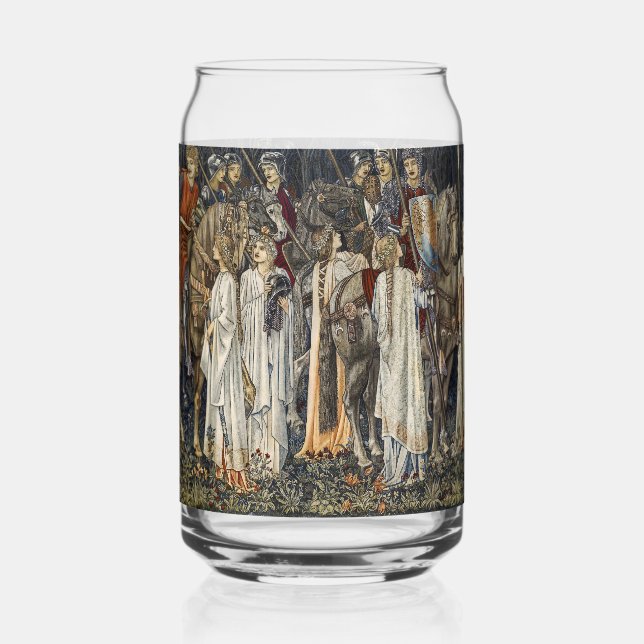William Morris Medieval Knights Tapestry Design Can Glass (Front)