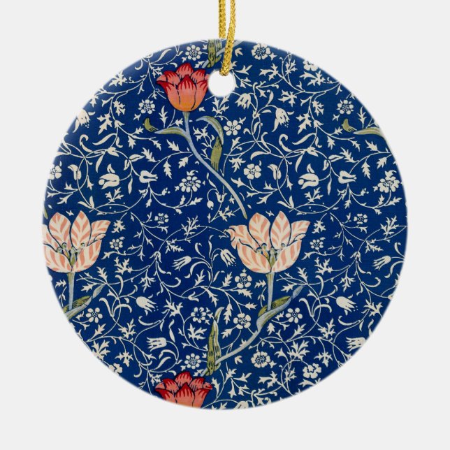 William Morris Medway Blue Floral  Ceramic Ornament (Front)