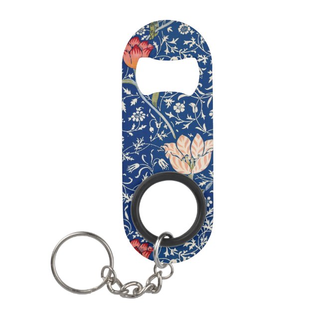 William Morris Medway Blue Floral  Keychain Bottle Opener (Front)