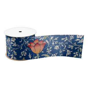 William Morris Medway Blue Floral Satin Ribbon