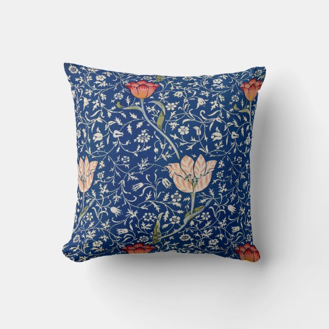 William Morris Medway Blue Floral  Throw Pillow (Front)