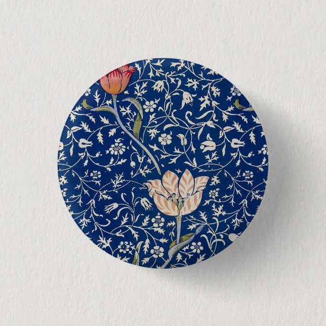 William Morris Medway Pattern 1 Inch Round Button (Front)