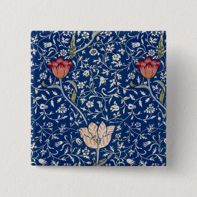 William Morris Medway Pattern 2 Inch Square Button (Front)