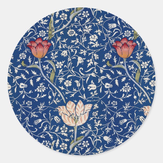 William Morris Medway Pattern Classic Round Sticker (Front)