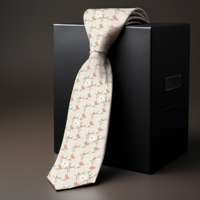 William Morris Monogrammed Garden Tulip Floral Tie (Creator Uploaded)