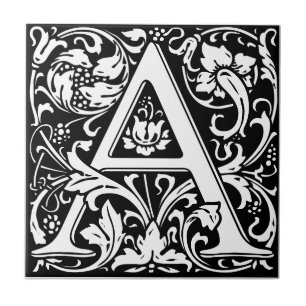 William Morris Monogrammed Letter A Ceramic Tile