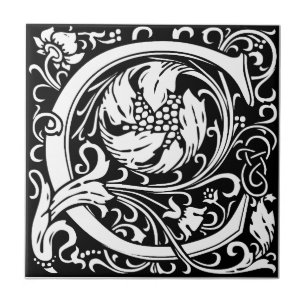 William Morris Monogrammed Letter C Tile