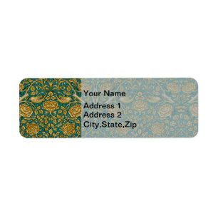 William Morris Motif Rose Tudor Bleu Doré