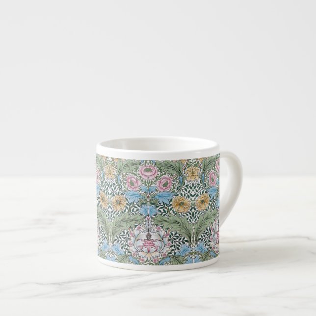 William Morris Myrtle Floral Pattern Espresso Mugs (Front Right)