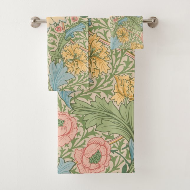 William Morris Myrtle Flower Floral Botanical Bath Towel Set (Insitu)
