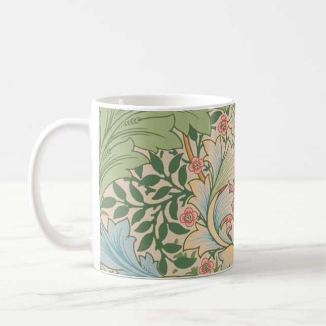 William Morris Myrtle Flower Floral Botanical Coffee Mug (Left)