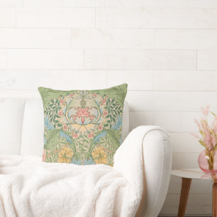 William Morris Myrtle Flower Floral Botanical Throw Pillow