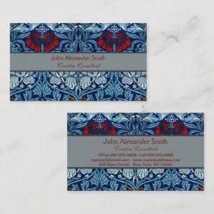 William Morris Navy Blue Tulip Rose Wallpaper Business Card