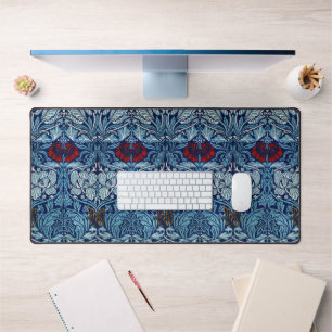 William Morris Navy Blue Tulip Rose Wallpaper Desk Mat