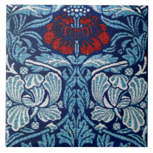 William Morris Navy Blue Tulip Rose Wallpaper Tile