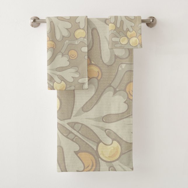 William Morris Oak and Acorn Bathroom Towel Set (Insitu)