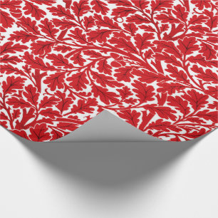 William Morris Oak Leaves, Deep Red and White Wrap Wrapping Paper