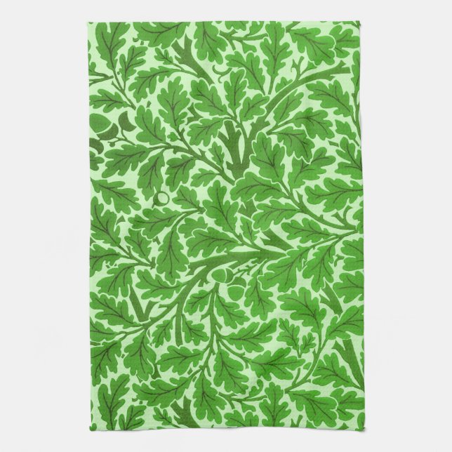 William Morris Oak Leaves, Emerald Green  Kitchen Towel (Vertical)